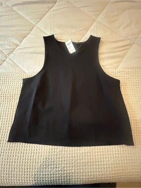 Black Sleeveless Crewneck Tank Top